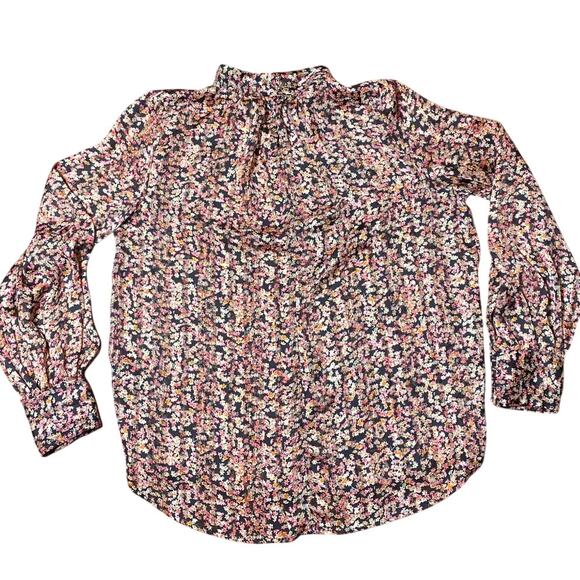 Floral Print Flowy Lightweight H&M Size S Button Neck Bell Sleeves Bohemian - Picture 7 of 9